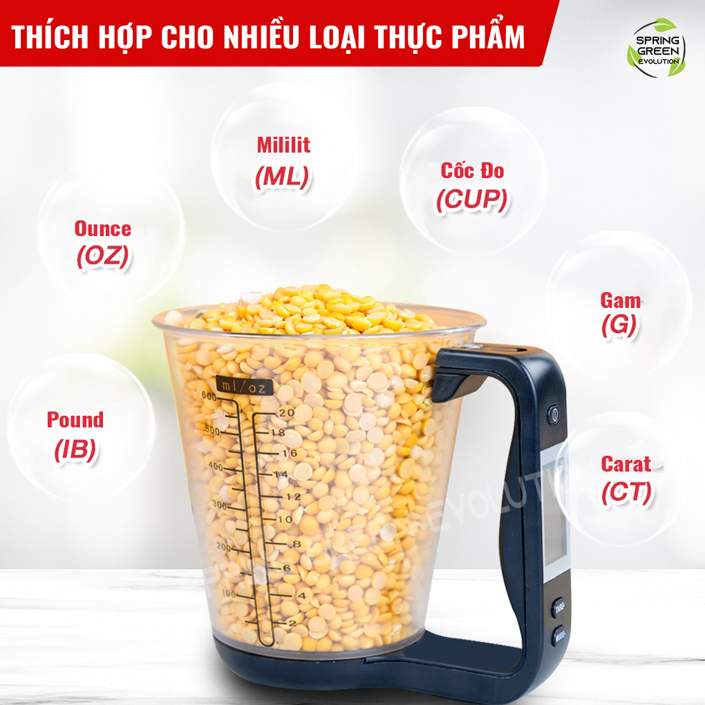 Cốc Đong (Đo) Điện Tử Model DMC - Dụng Cụ Tiện Lợi Khi Nấu Ăn, Làm Bánh, Sử Dụng Đơn Giản. Nhập Khẩu Chính Hãng Thái Lan