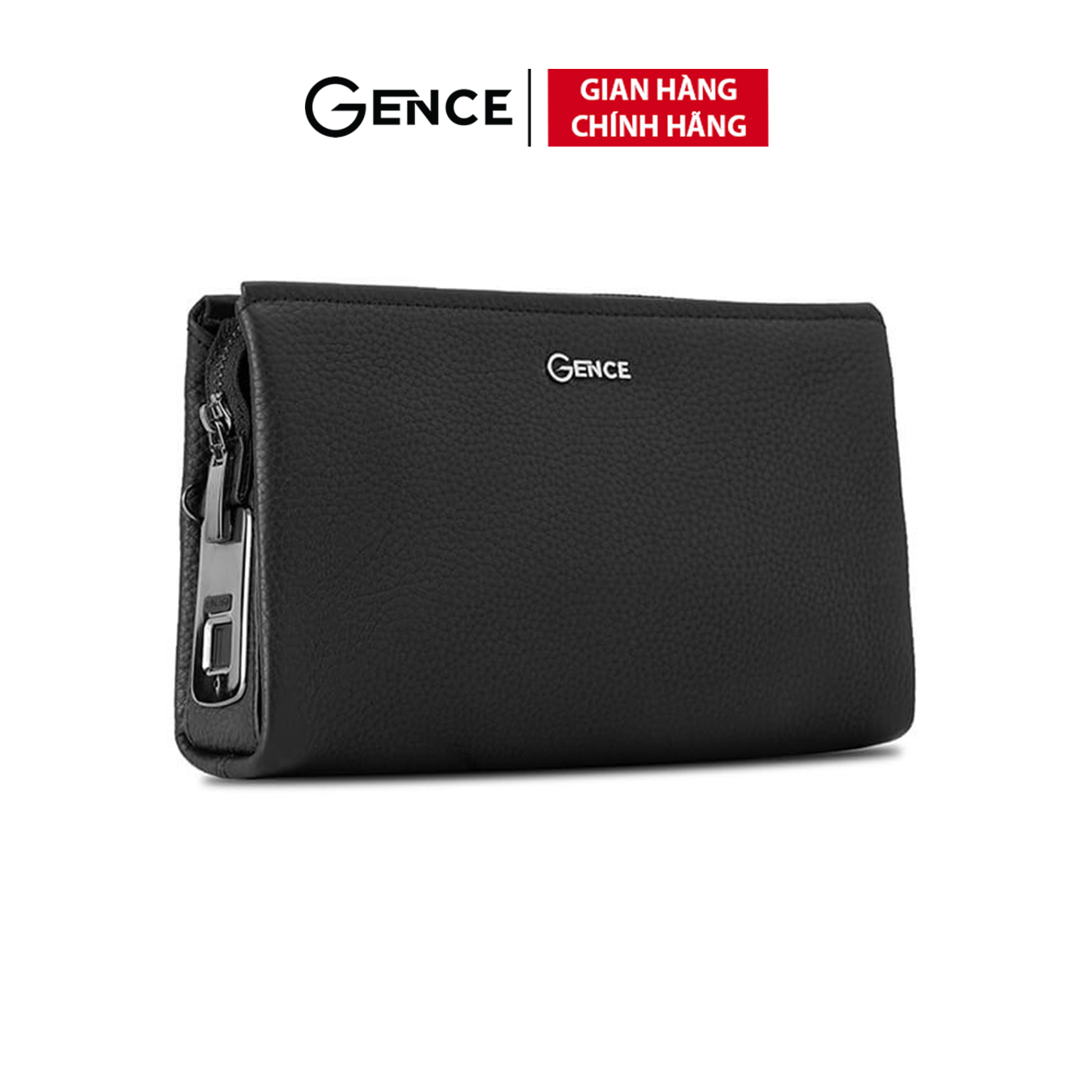 Ví Cầm Tay Clutch Nam Chính Hãng GENCE RB06 Da Bò Khóa Vân Tay Cao Cấp Màu Đen