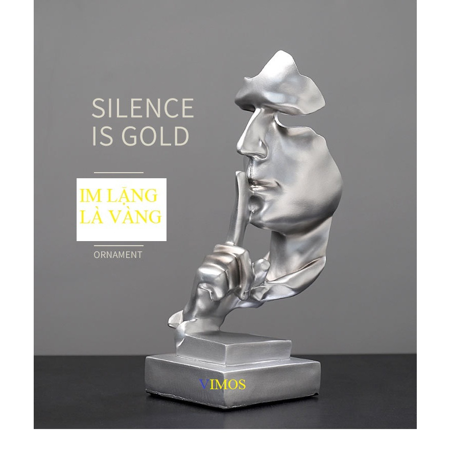 Tượng trang trí 3D thủ công mỹ nghệ "Im lặng là vàng"
