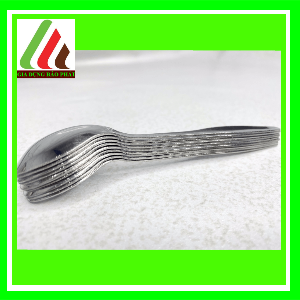 Bộ 10 muỗng / thìa inox cà phê nhỏ đơn giản đẹp dễ thương sáng bóng dày dặn cán ngắn 12,5cm