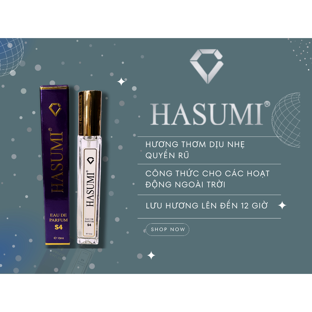 Nước Hoa HASUMI EAU DE PARFUM S4 10ml - Hương Thơm Nhẹ Nhàng Mang Vẻ Tinh Tế Và Sang Trọng