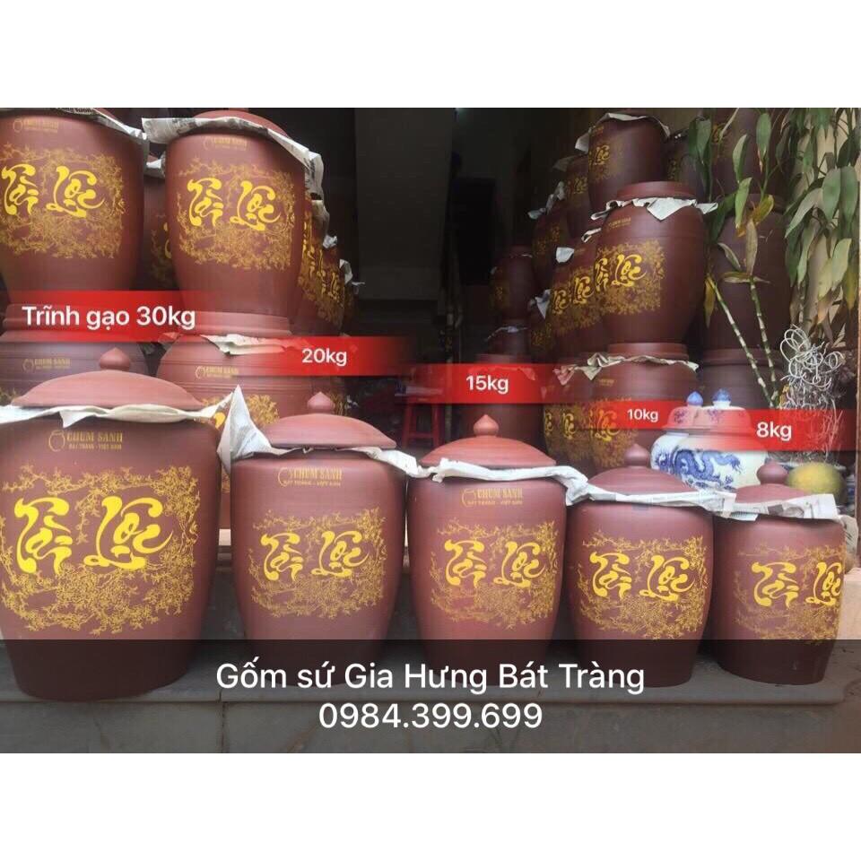 Hũ đựng gạo gốm Bát Tràng loại đựng 15kg