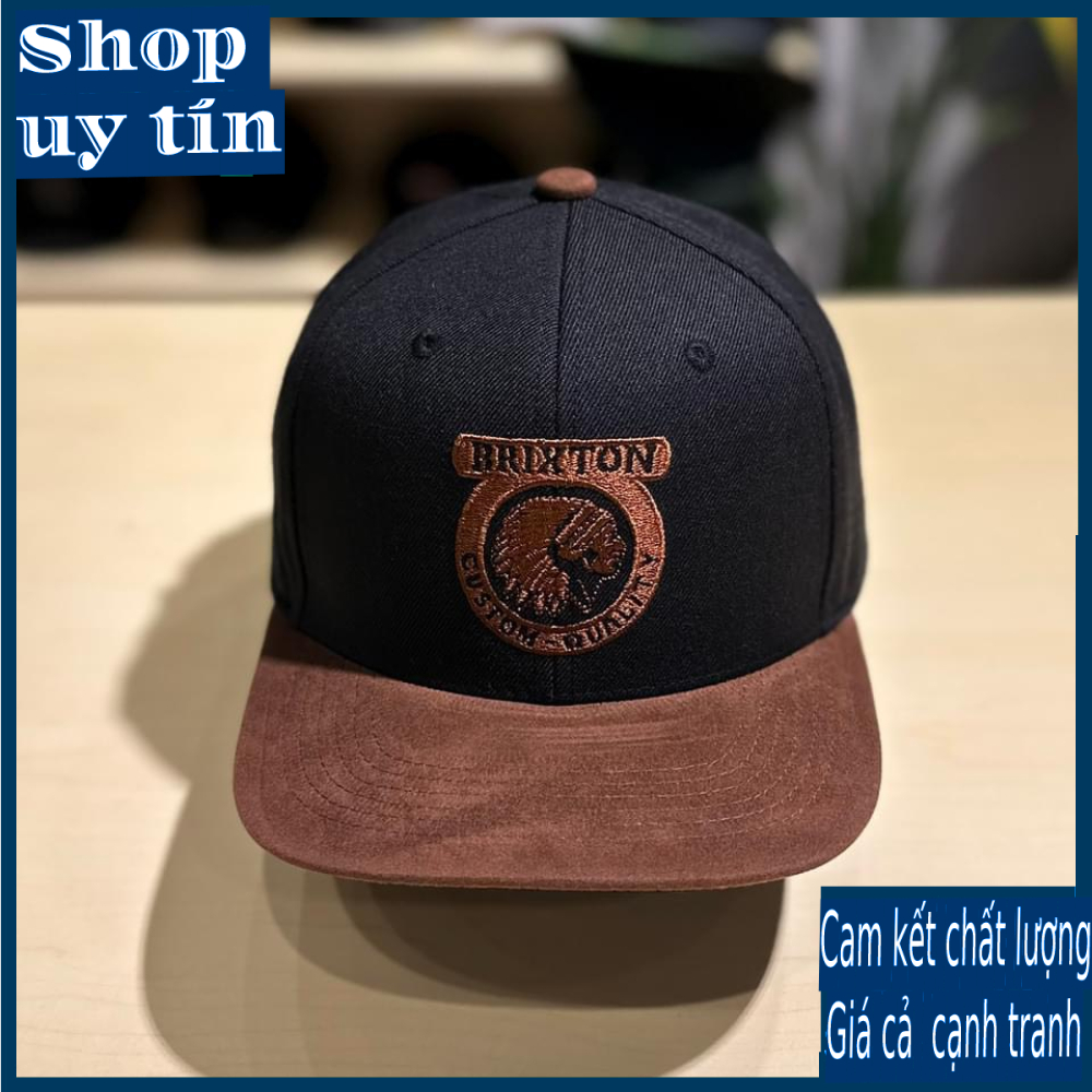 [ Miễn ship / giảm giá ] MŨ NÓN LƯỠI TRAI NAM NỮ SNAPBACK VÀNH PHẲNG LOGO BT TRÒN CÁ TÍNH- đen nâu
