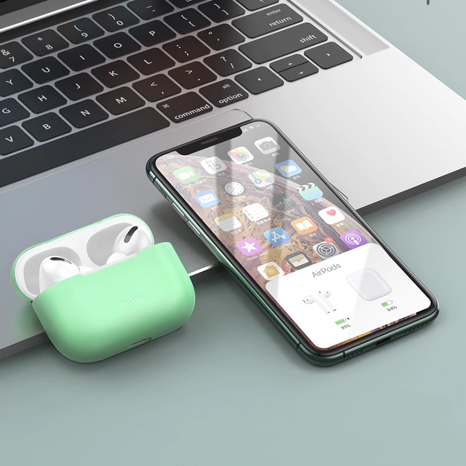 Bao case chống sốc silicon siêu mỏng cho tai nghe Apple Airpods Pro hiệu Baseus Super Thin (Mỏng 0.8mm, bảo vệ toàn diện, vật liệu cao cấp) - Hàng nhập khẩu