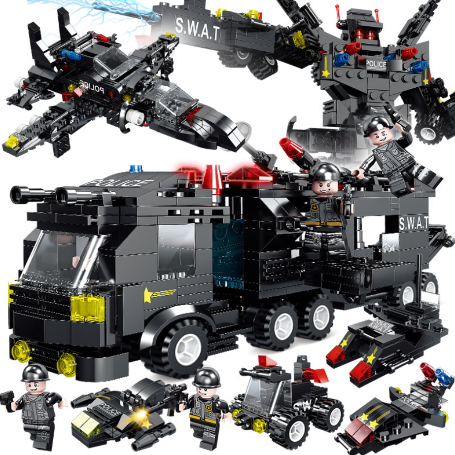 BỘ ĐỒ CHƠI LẮP GHÉP XẾP HÌNH CẢNH SÁT,Lắp Ghép OTO, ROBOT, THUYỀN, TRỰC THĂNG, Lắp ráp chiến hạm