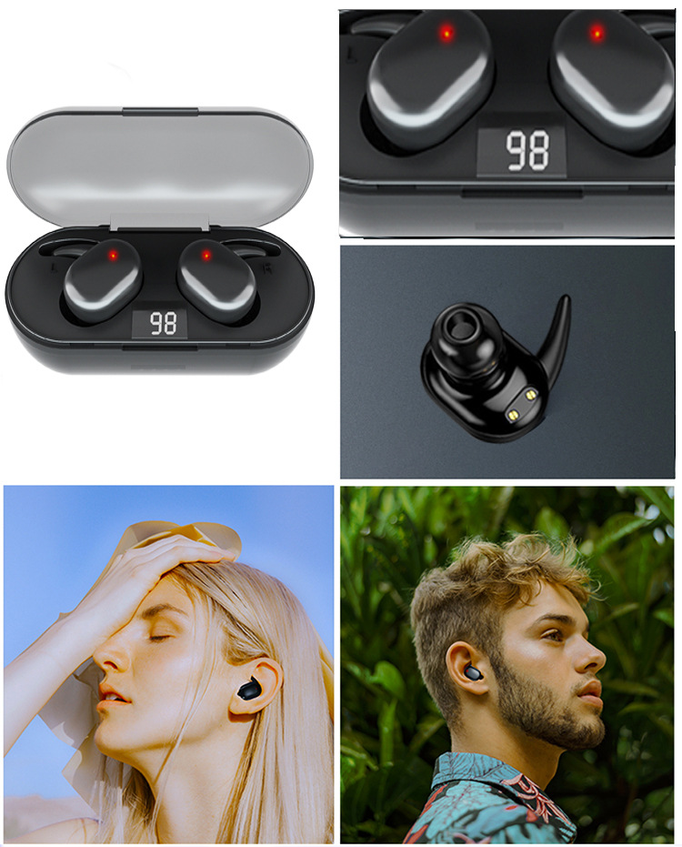 Tai nghe bluetooth Q2 TISSELLY tai nghe cảm ứng không dây thể thao ngoài trời tws 5.0 với ngăn sạc - hàng nhập khẩu