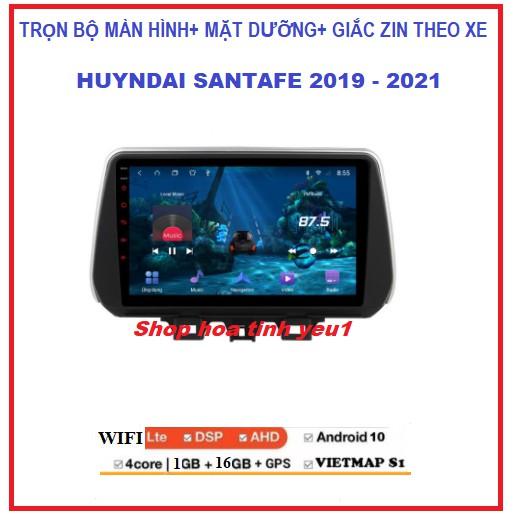 Bộ Màn hình android 9inch+ mặt dưỡng và giắc zin theo xe HUYNDAI SANTAFE 2019-2021, Đầu DVD Android Cho Ô Tô