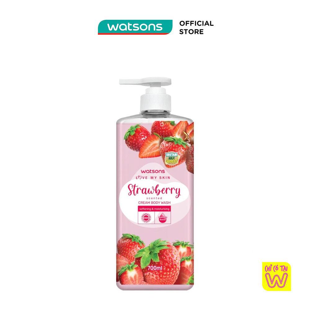 Kem Tắm Watsons Love My Skin Strawberry Scented Cream Body Wash 700ml