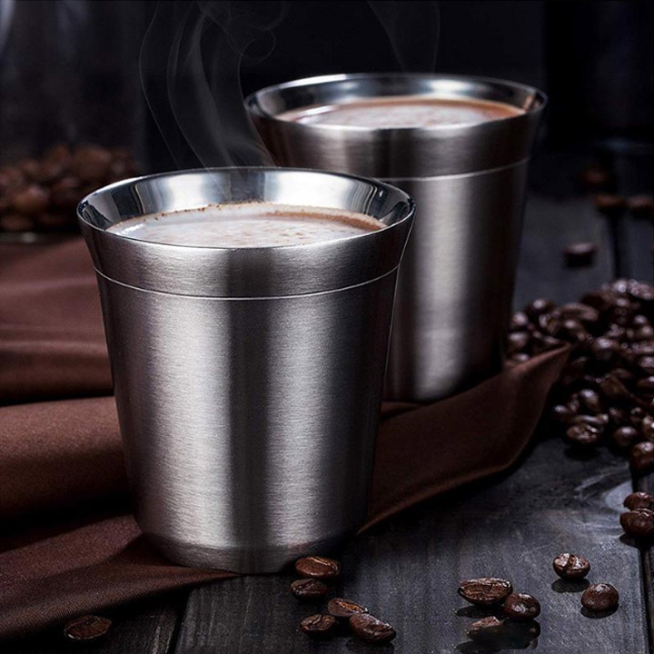 Cốc-ly uống cà phê bằng inox 304 loại 2 lớp, 160ml