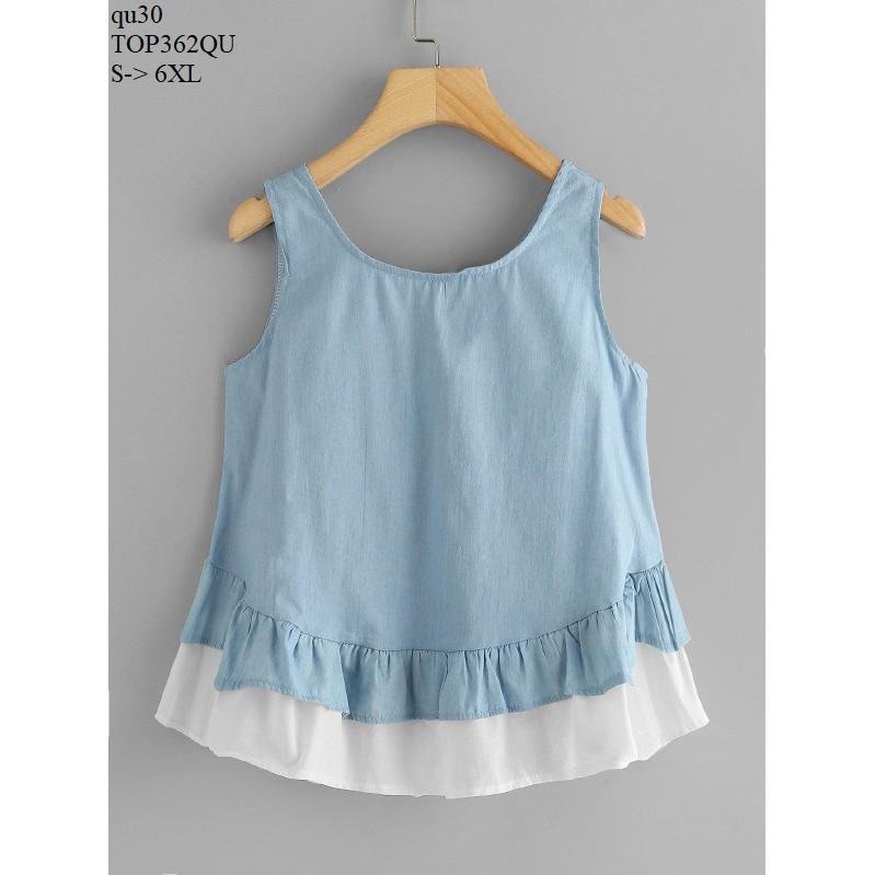 TOP276 ÁO DENIM NỮ PHỐI 2 LỚP