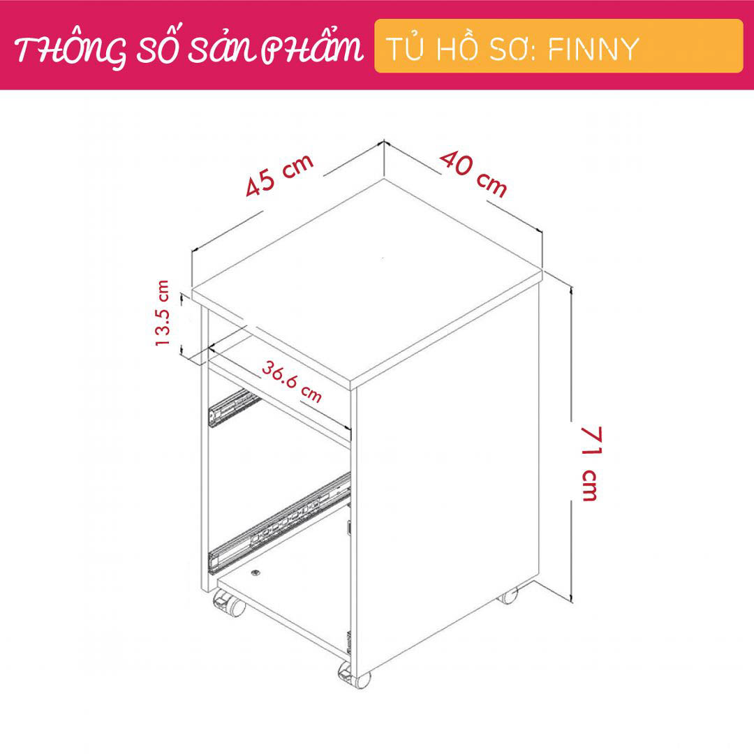 Tủ đựng tài liệu, hồ sơ SMLIFE Finny | Gỗ MDF dày 17mm chống ẩm | D40xR45xC71cm