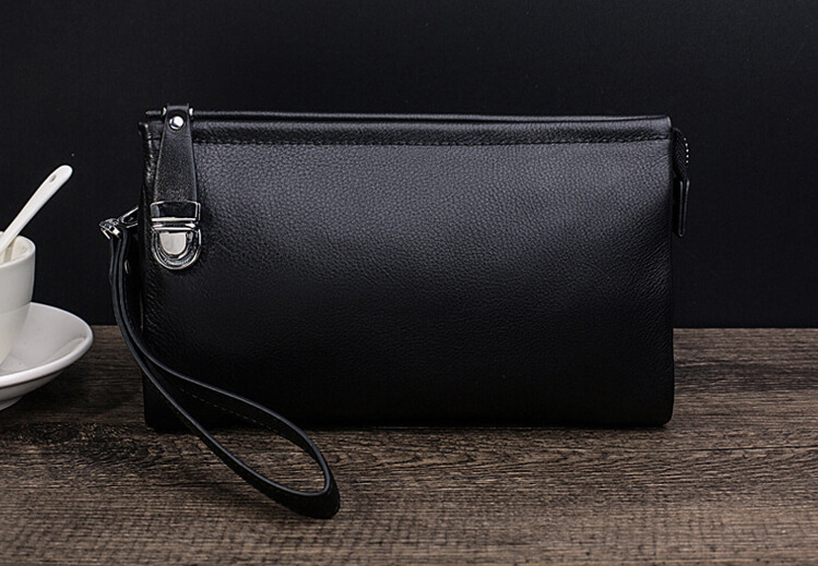 Clutch, Ví Cầm Tay Nam Thời Trang Cao Cấp Da Bò Mềm CL24 Đen