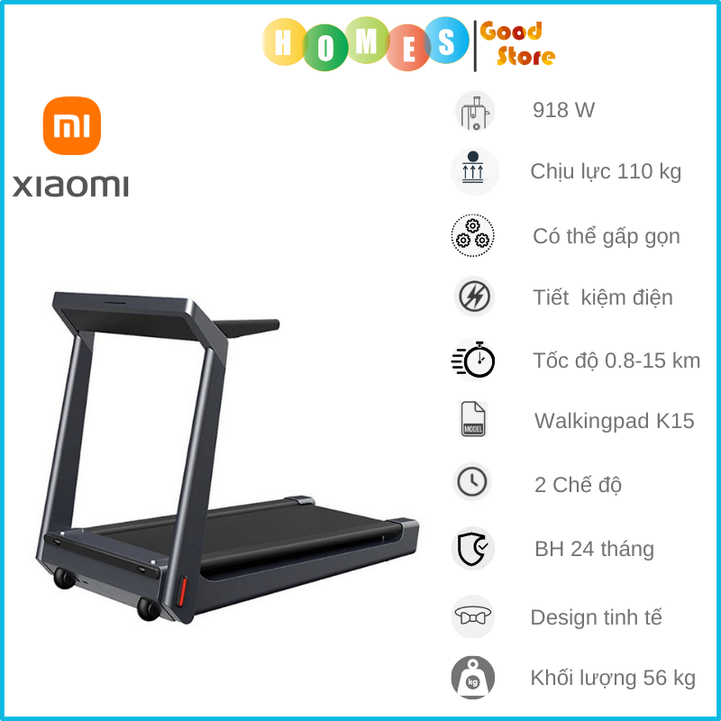 Máy Chạy Bộ Thông Minh XIAOMI KingSmith K15 Cao Cấp, Gấp Gọn Linh Hoạt, 2 Chế Độ Chạy, Kết Nối App, Công Suất 918W - Hàng Chính Hãng