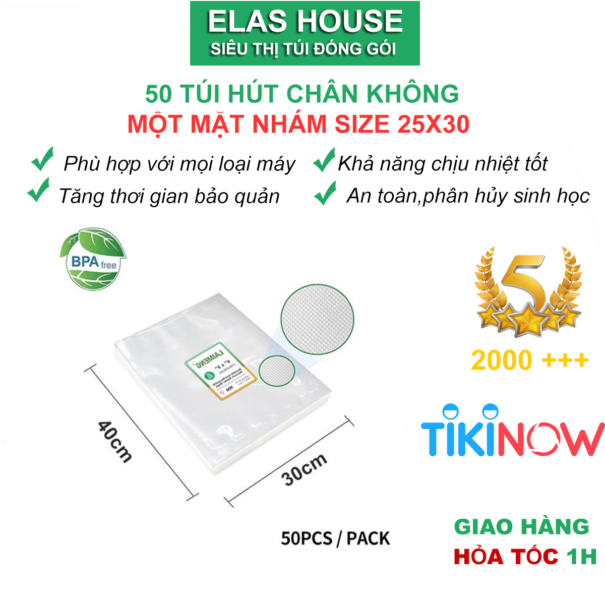 Túi hút chân không thực phẩm túi một mặt nhám, sần rộng 30cm dài 40 cm cho mọi máy hút chân không
