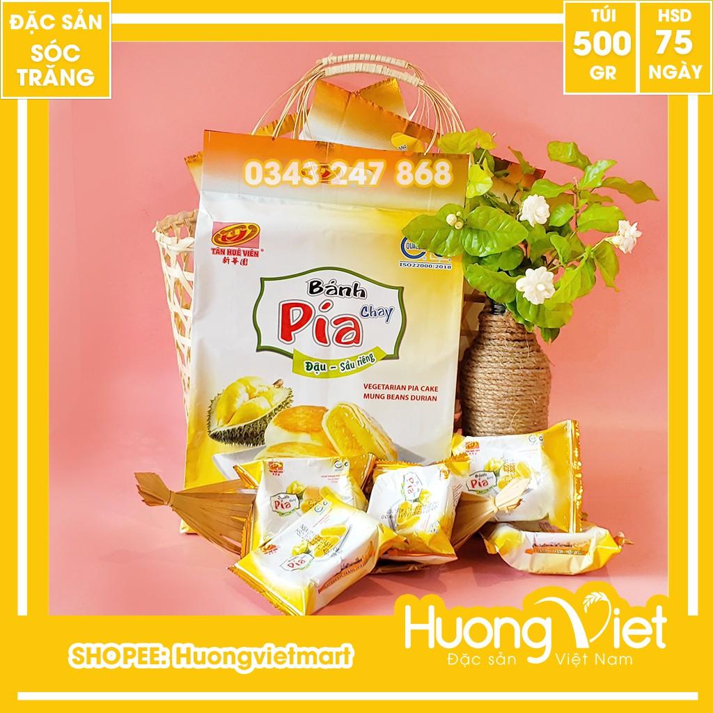 Bánh pía chay đậu xanh sầu riêng mini 500g, bánh pía chay Tân Huê Viên không trứng 