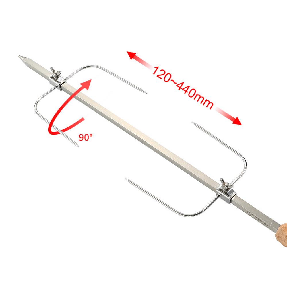 CAMPINGMOON BBQ Rotatable Rotisserie Rack 2 Heights Adjustable Roast Grill Outdoor Camping Picnic Barbecue Meat Grill