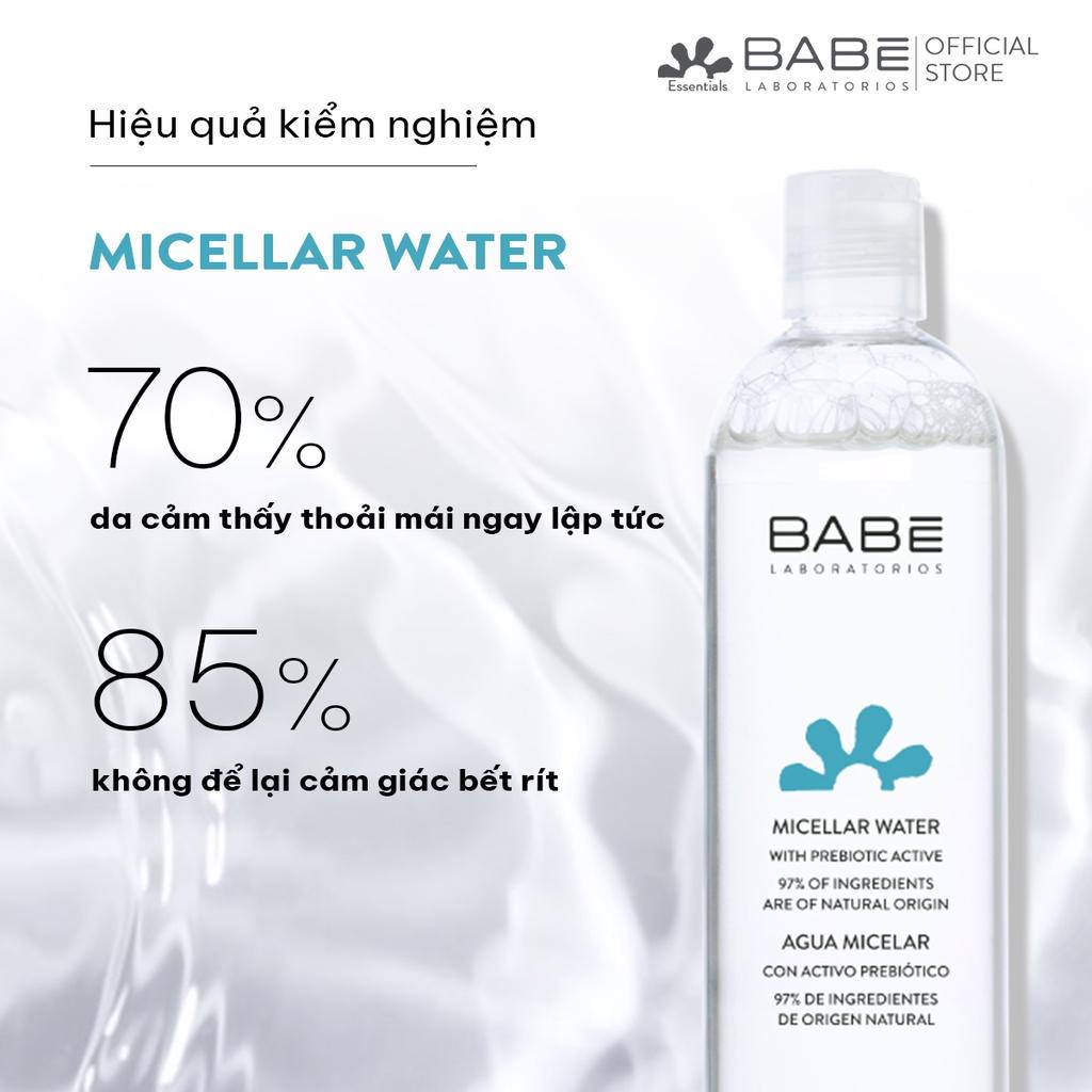 Nước tẩy trang làm sạch cho da nhạy cảm Babe Essentials Prebiotic Micellar Water 250ml