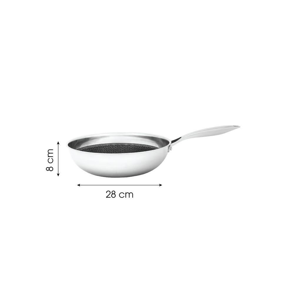 Chảo chống dính sâu lòng Kims Cook Blackcube inox 3 lớp đúc liền đáy từ , Tặng 1 sạn inox