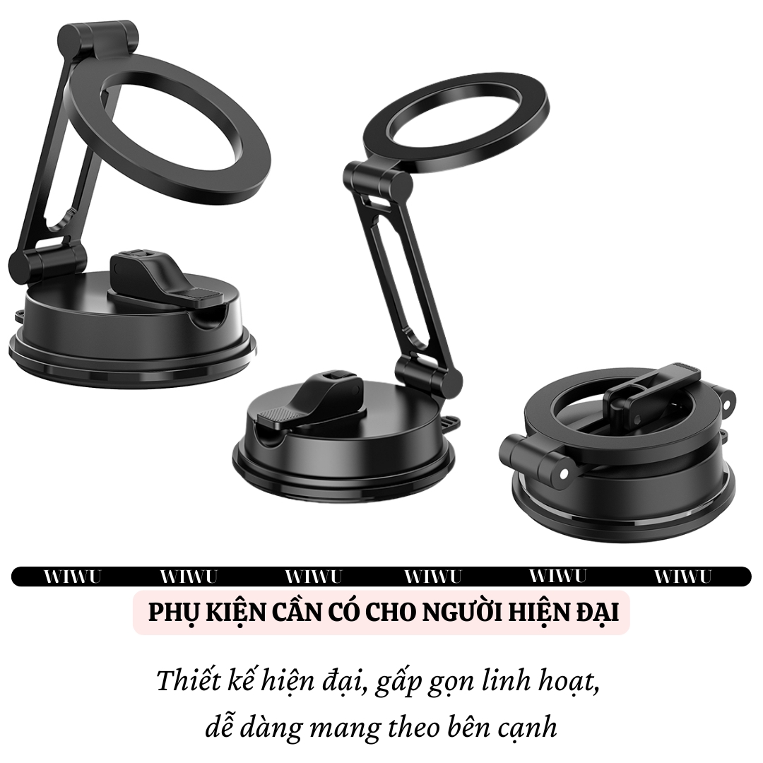 Giá đỡ điện thoại từ tính nam châm hút chân không xoay 360 độ ô tô, bàn làm việc, phòng tắm hiệu WIWU CH055 Cho iPhone cho Samsung điện thoại - Hàng nhập khẩu