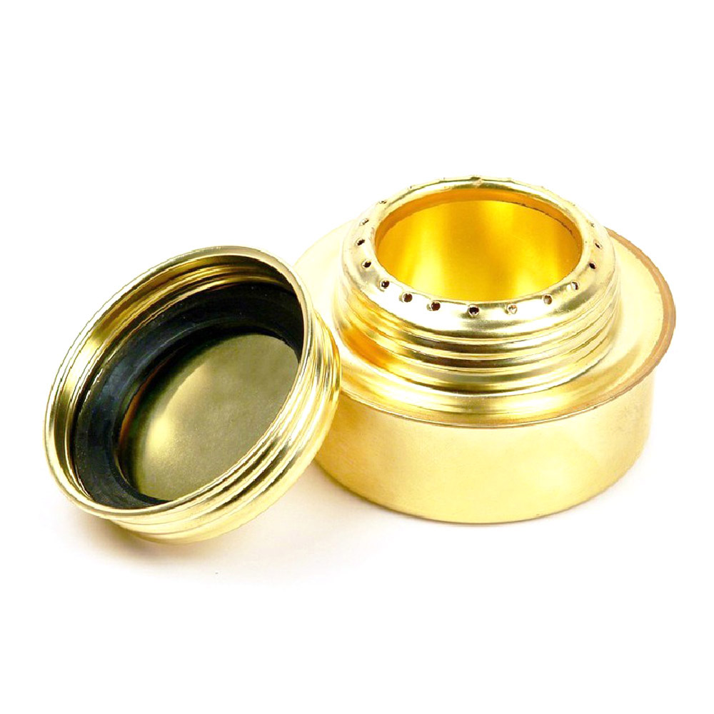 Bếp cồn ngoài trời Mini bằng đồng có nắp đậy bảo vệ