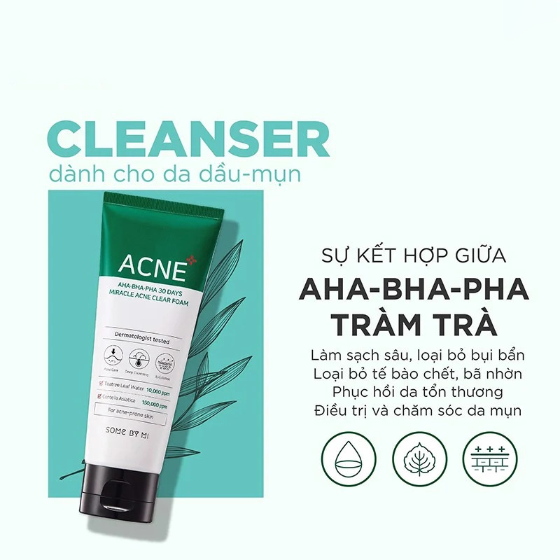 Bộ 4 SP Hỗ Trợ Giảm Mụn Cấp Tốc Some By Mi 30 Days Miracle (Dán mụn 18miếng + SRM 100ml + Kem chấm mụn 30ml + Tinh dầu 10ml)