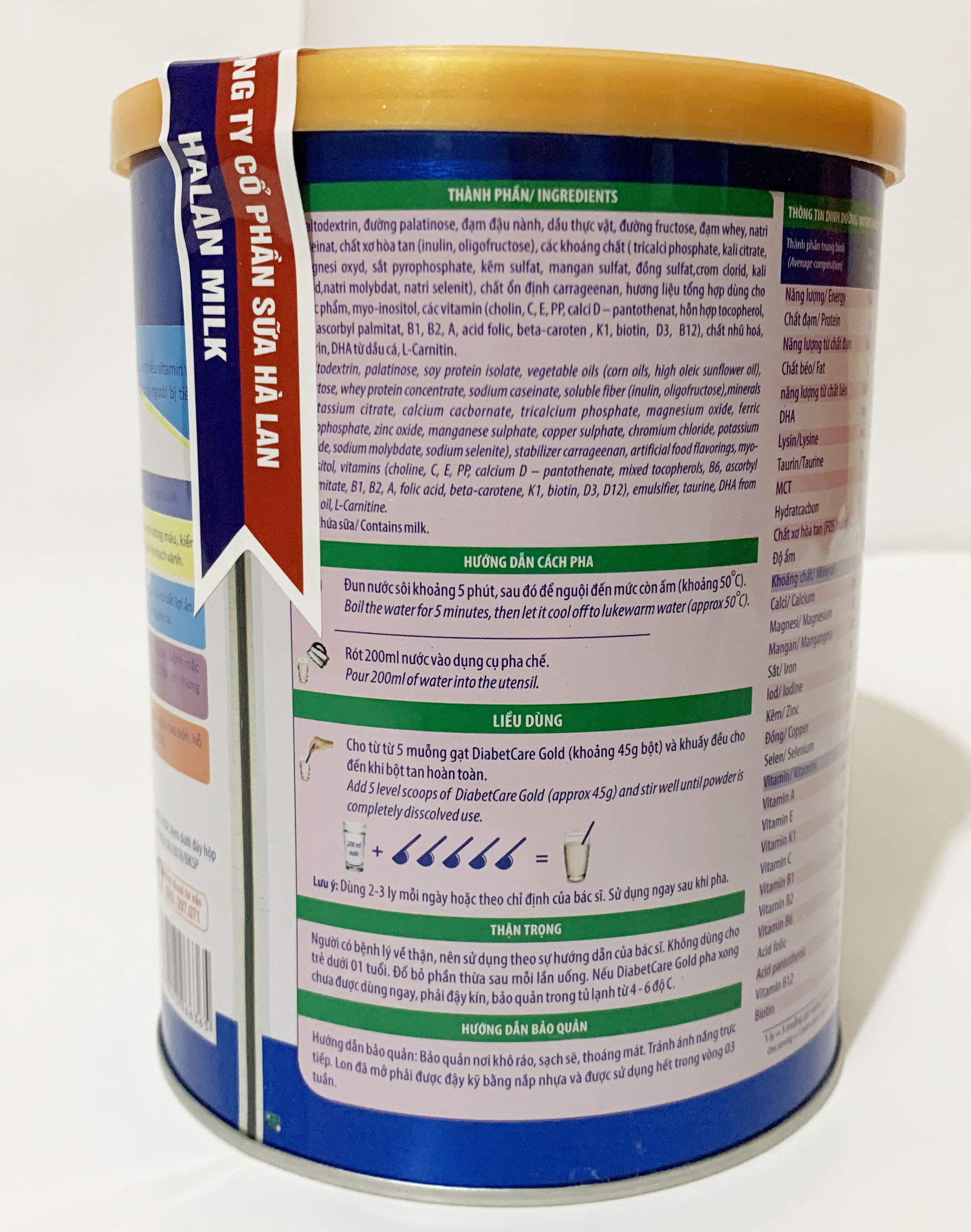 Sữa bột Diabetic Gold Care - Dinh dưỡng cho người tiểu đường - 900gr