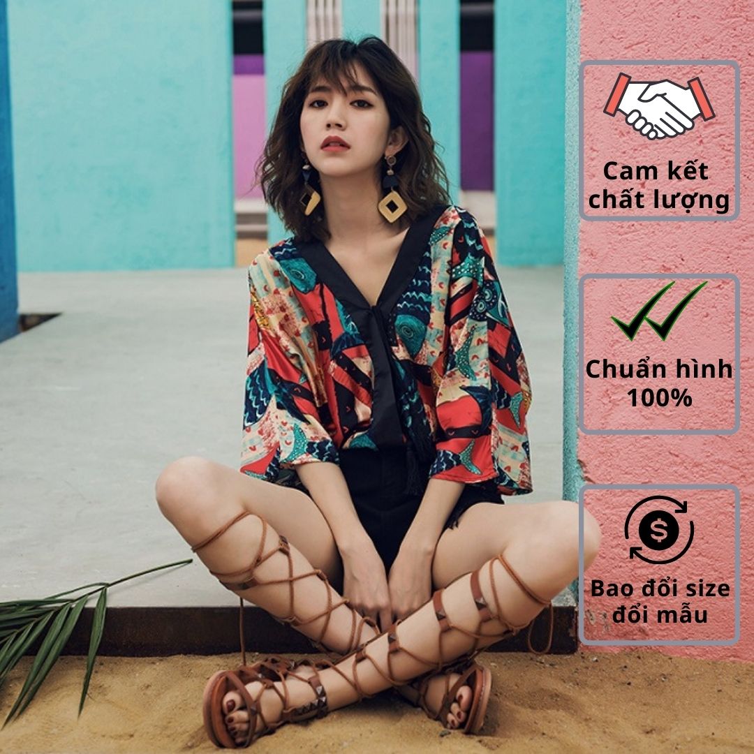 Áo kiểu oversize họa tiết lạ phong cách retro – A12235