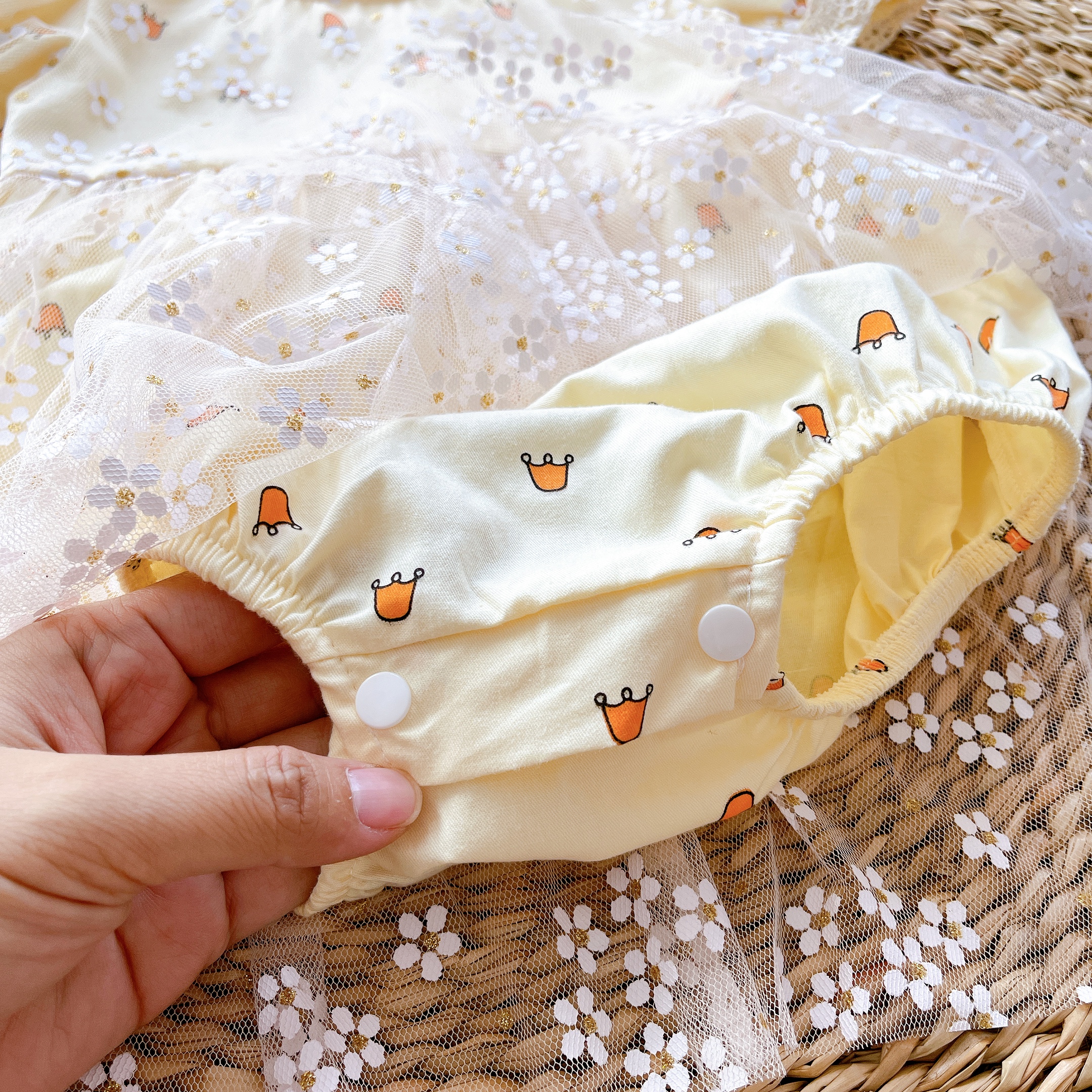 Body Váy Hoạ Tiết Vương Miện Cho Bé Gái 4 Đến 12kg, Chất Thô Hàn Cho Bé