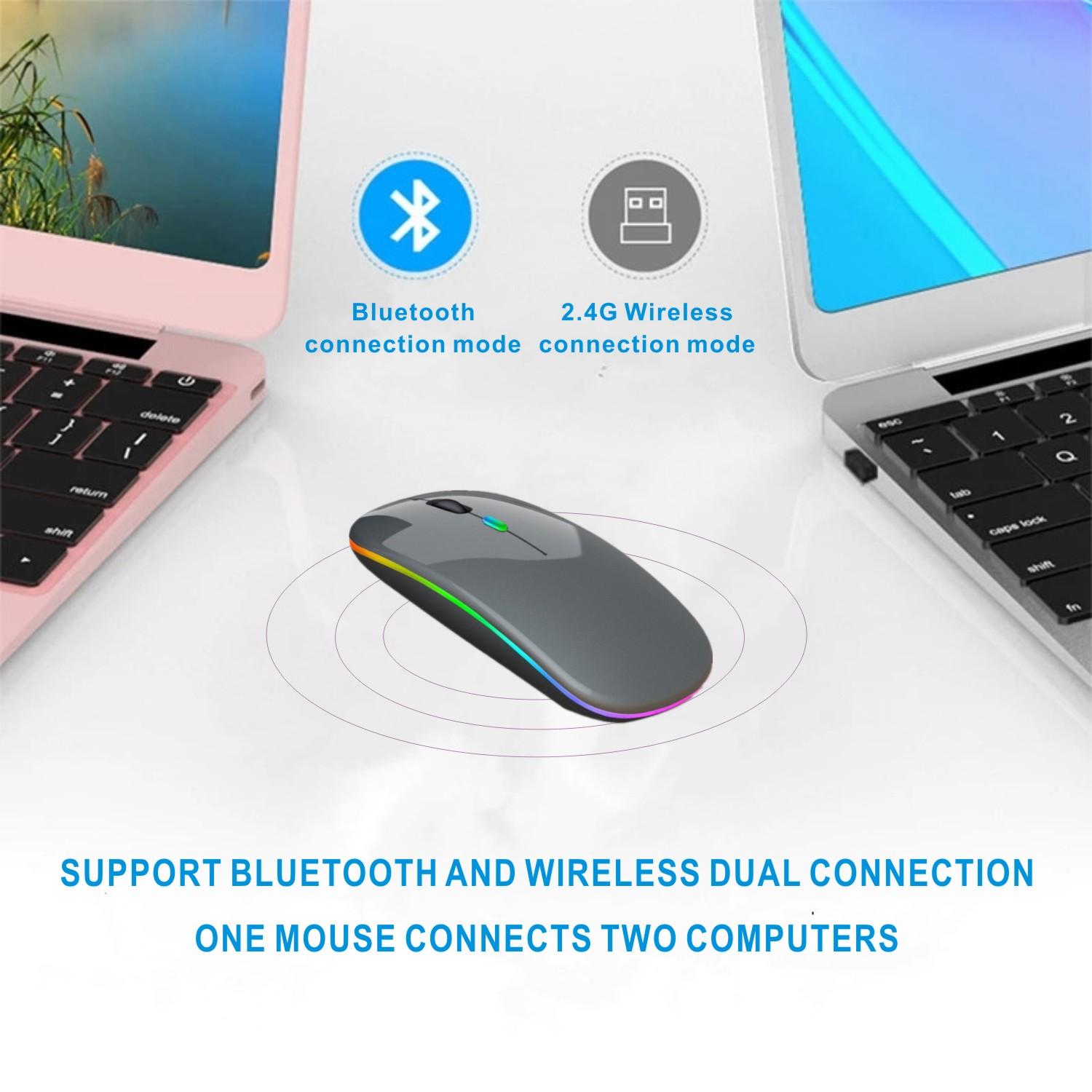 RGB Bluetooth Sạc Thiết Không Dây Mause Cho Macbook Xiaomi Máy Tính Laptop Máy Tính Đèn LED USB Im Lặng Chế Độ Kép Chuột
