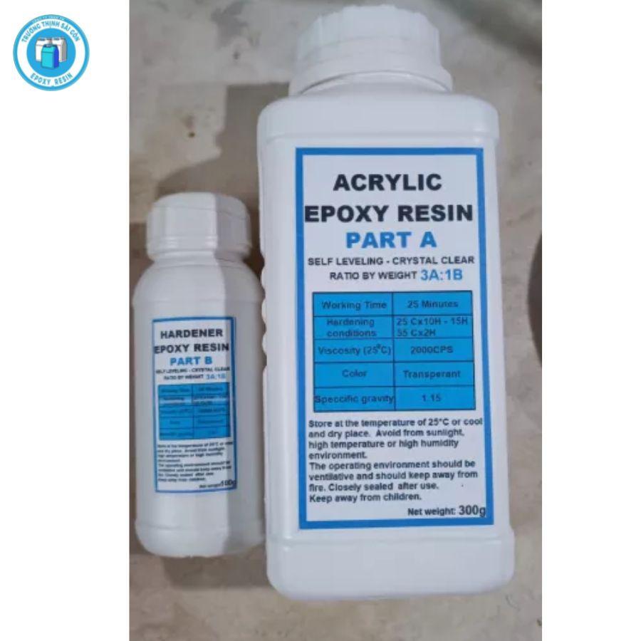 Keo Epoxy Resin Trong Suốt E68AB Loại Cứng Không Bọt Tỉ Lệ 3:1 AB - Trường Thịnh Sài Gòn