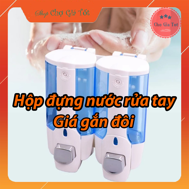 Hộp đôi đựng nước rửa tay xà phòng treo tường giá gắn đôi x 330ml