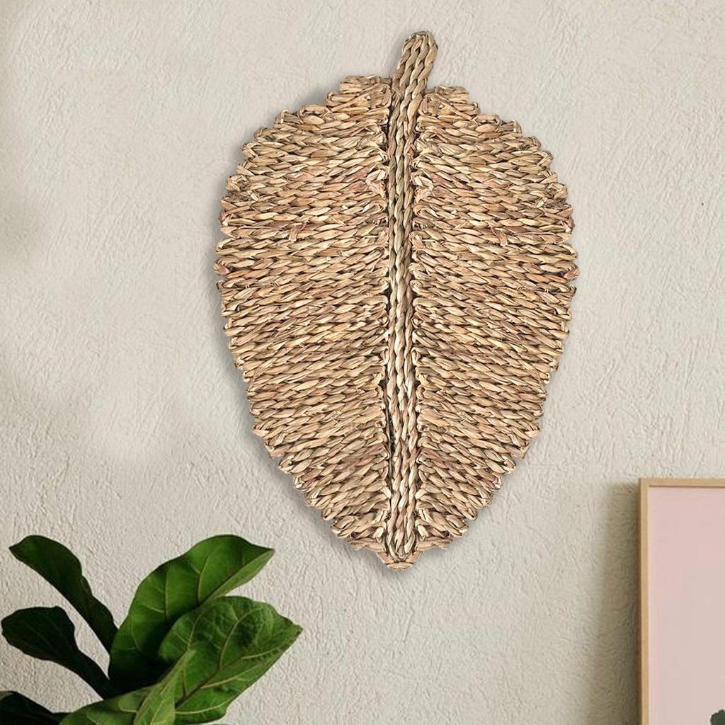 Thảm cói hình chiếc lá URSPACE treo tường decor trang trí, lót đĩa bàn ăn