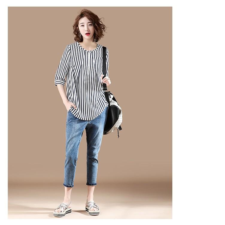 TK184-sơ mi nữ sọc tay lỡ S-6XL