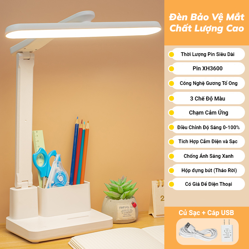 Đèn Chống Cận Thông Minh, Đèn Bàn Học Chống Mỏi Mắt, Đèn Cảm Ứng Có 3 Chế Độ Ánh Sáng