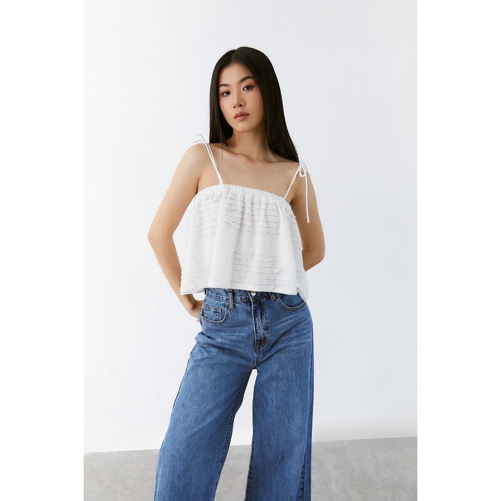 DOTTIE - Quần Jeans ống rộng nữ xanh đậm Q0268