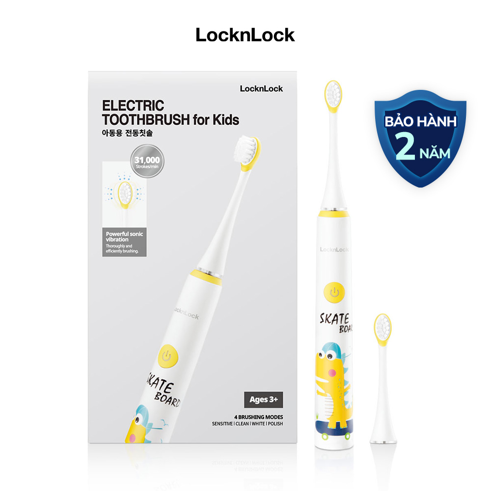 Bàn Chải Đánh Răng Điện Cho Bé Locknlock Enr226Wht - 5V, 1.5W - Màu Trắng
