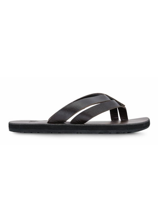 Dép Da Xỏ Ngón Nam Casual - Nâu