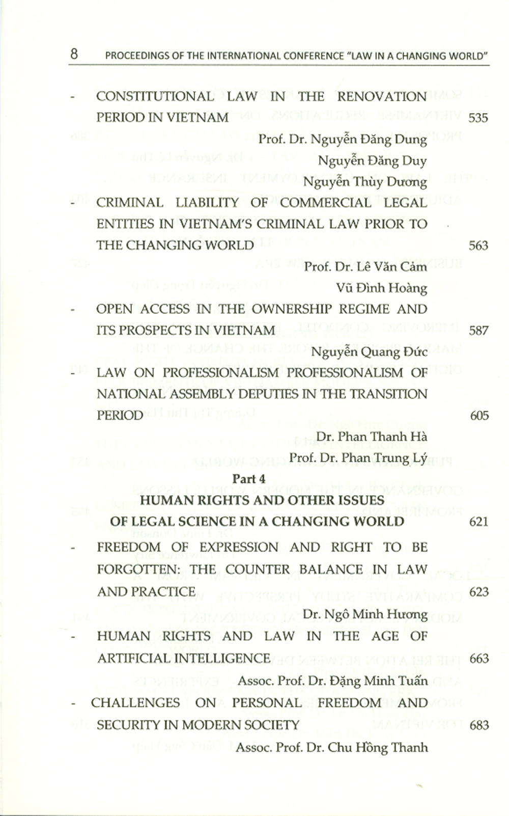 Proceedings Of The International Conference &quot;Law In A Changing World&quot;