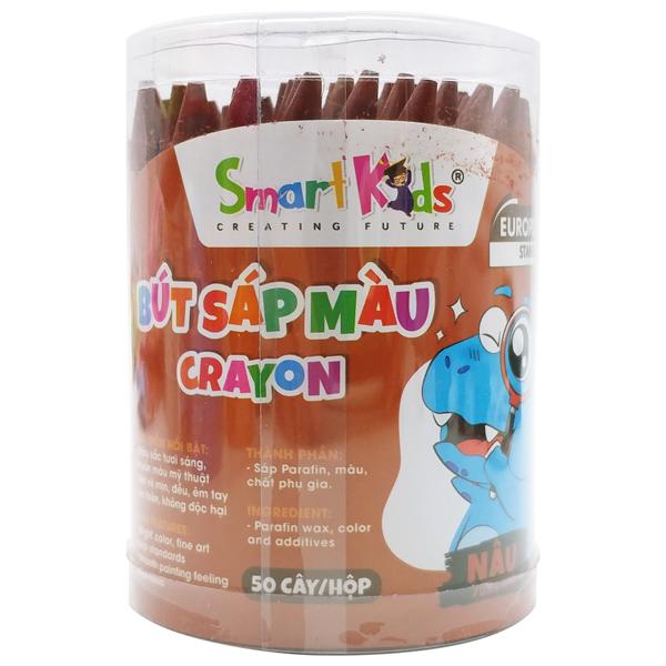 Hộp 50 Bút Sáp Màu Dino - Smart Kids CR12 - Màu Nâu