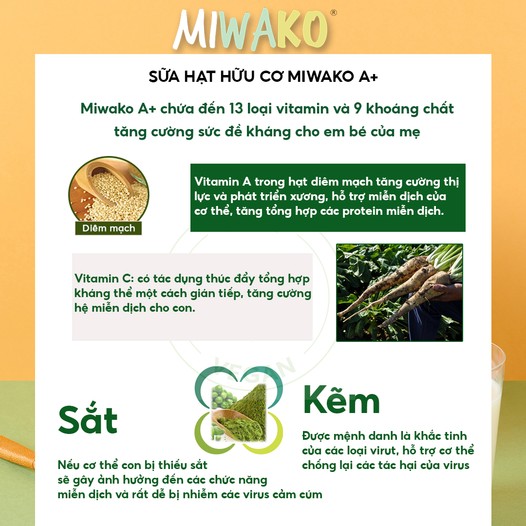 Sữa Miwako A+ Hộp 400g Vị Vani Nhập Khẩu Malaysia, Sữa Hạt Hữu Cơ Organic Cho Bé Từ 1-6 Tuổi Giúp Cải Thiện Ngôn Ngữ Phát Triển Trí Não & Chiều Cao Vị Ngọt Tự Nhiên Dễ Uống