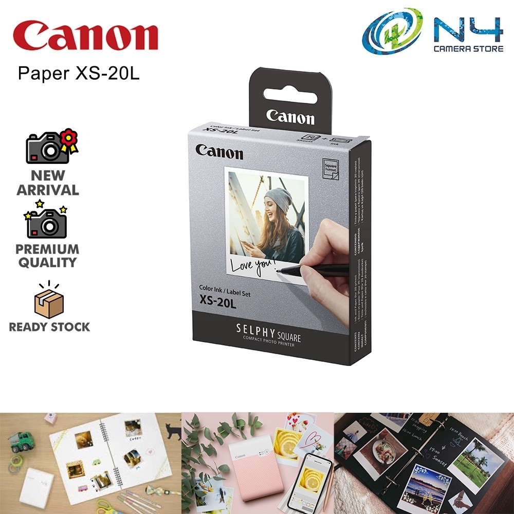 Bộ Màu Mực / Giấy Sticker XS-20L CANON dùng cho máy in SELPHY Square QX10 - Hàng Chính Hãng