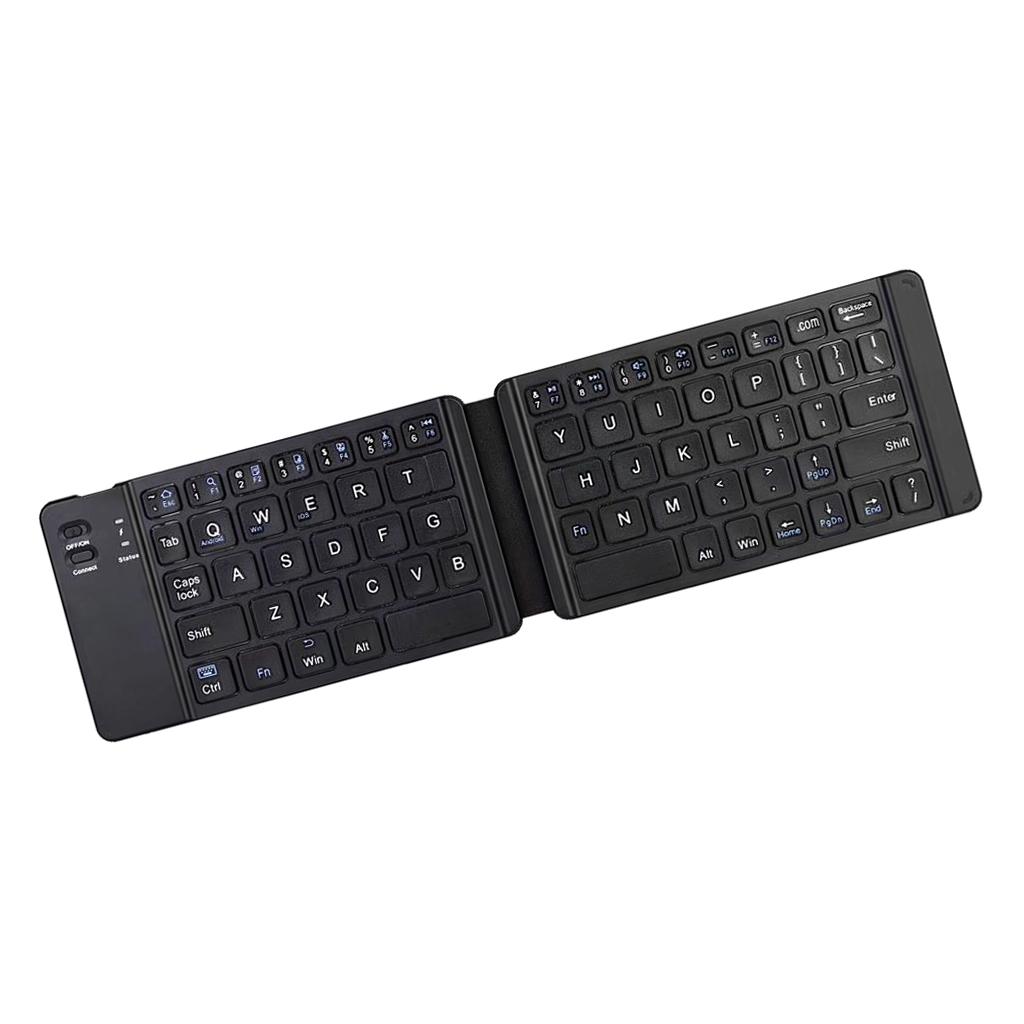 Foldable Bluetooth Keyboard, Ultra-Flat BT Folding Keyboard with Quiet Touch Keys for Smartphones Tablets, Black