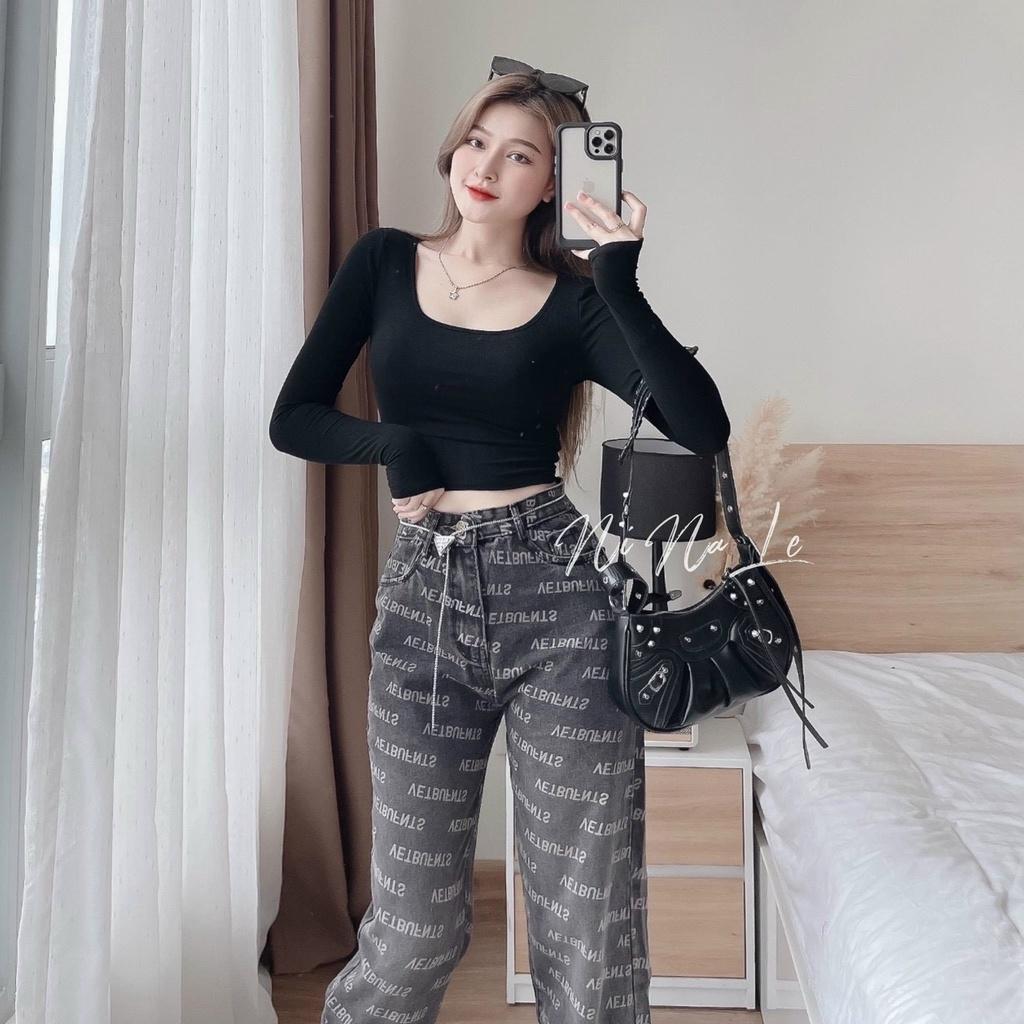 ÁO CROPTOP CỔ VUÔNG TAY DÀI CỰC TRẺ TRUNG NĂNG ĐỘNG