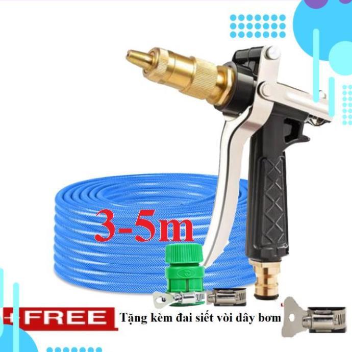 Bộ dây vòi xịt ️bơm nước phun sương️ ,tăng áp 3 lần,loại 3m,5m 206236 đầu đồng,đai,nối nhựa v+ đai