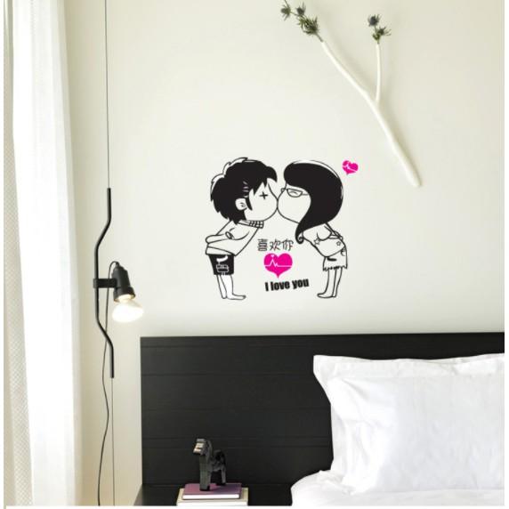 Decal dán tường Cặp đôi yêu nhau mẫu mới