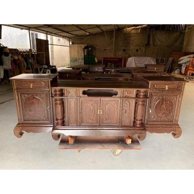 ️ Kệ tivi gỗ mun đuôi công mẫu cột nho 2m40