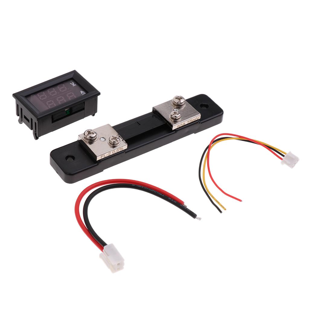 DC 0-100V 50A Voltmeter Ammeter LED Digital Amp Volt Meter Gauge w/ Shunt