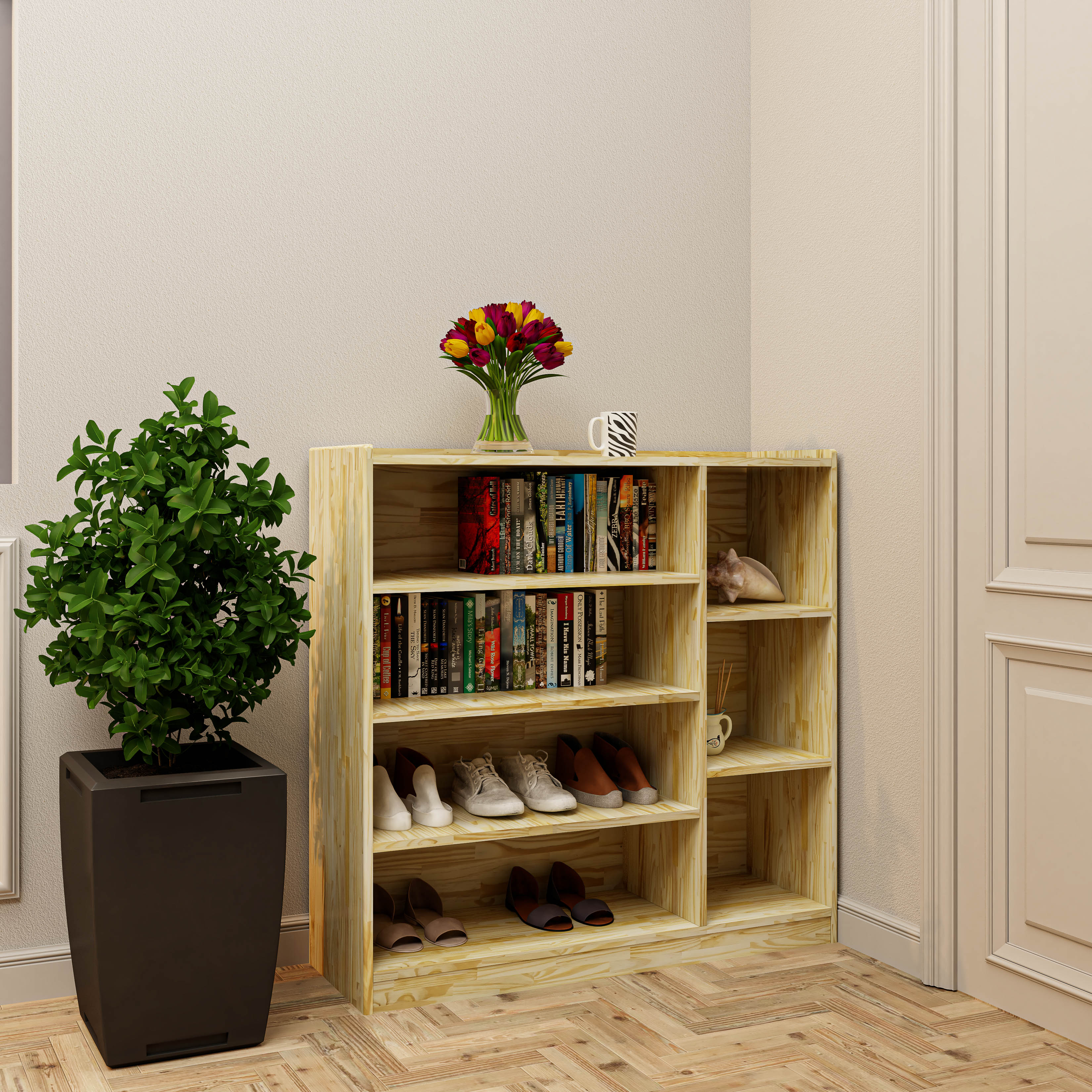 HAPPY FURNITURE , Gỗ tự nhiên , Tủ lưu trữ 7 ngăn - GAMZE , TLT_017 , 110cm x 34cm x 108cm
