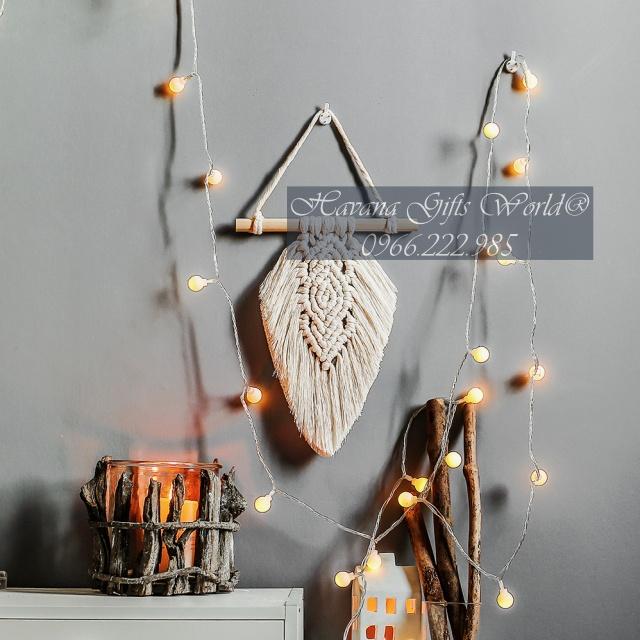 Lá Macrame Trang Trí Treo Tường Macrame Tết Lá 2 Màu Trắng Cam Đất Nổi Bật