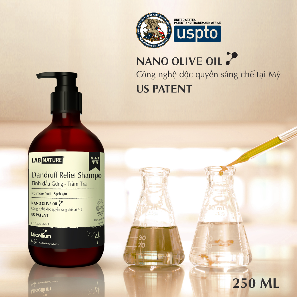 Dầu gội trị gàu Lab Nature No.4 - công nghệ Nano Olive Oil - 250ml